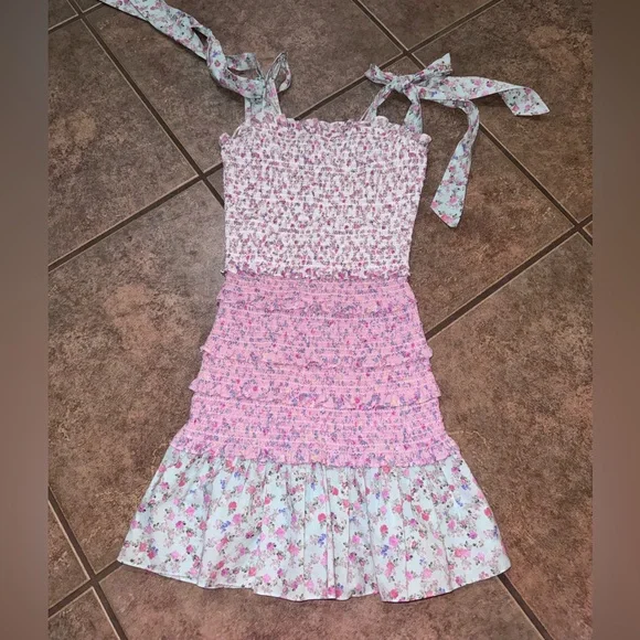 LoveShackFancy x Target Adeline Floral Print Smocked Tiered Mini Dress size XXS - Picture 5 of 12